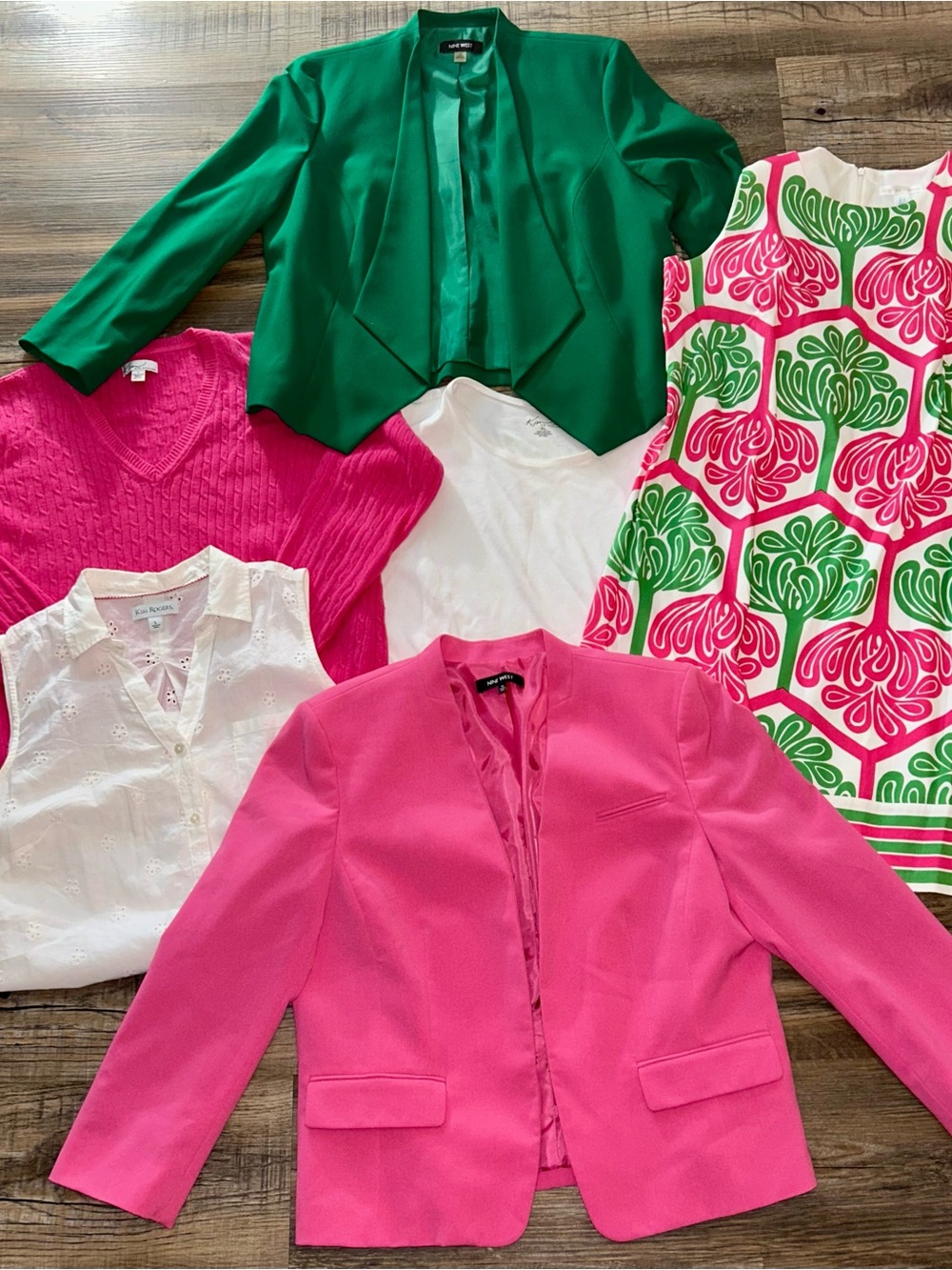 Alpha Kappa Alpha Sorority Pink & Green Bundle - Nine West Blazers & Shift Dress